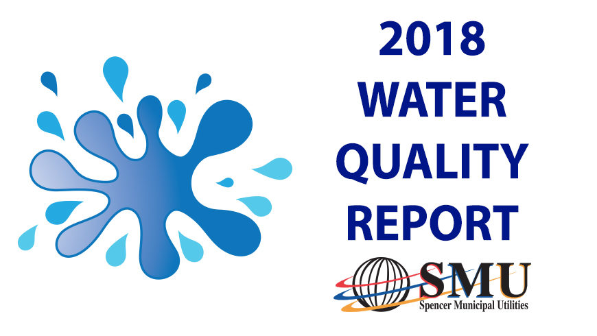 2018 Water Quality Report, SMU logo, splash of water